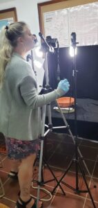 Aubree doing photogrammetry at the Belize Institute of Archaeology